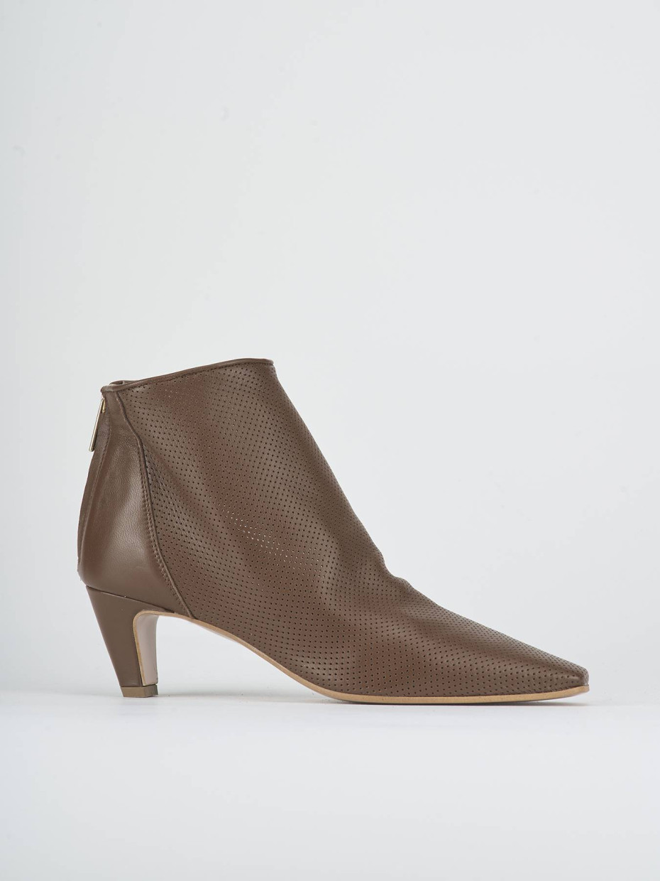 Stivaletti tacco 5cm pelle marrone