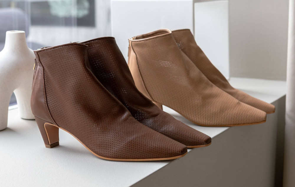 Stivaletti tacco 5cm pelle marrone