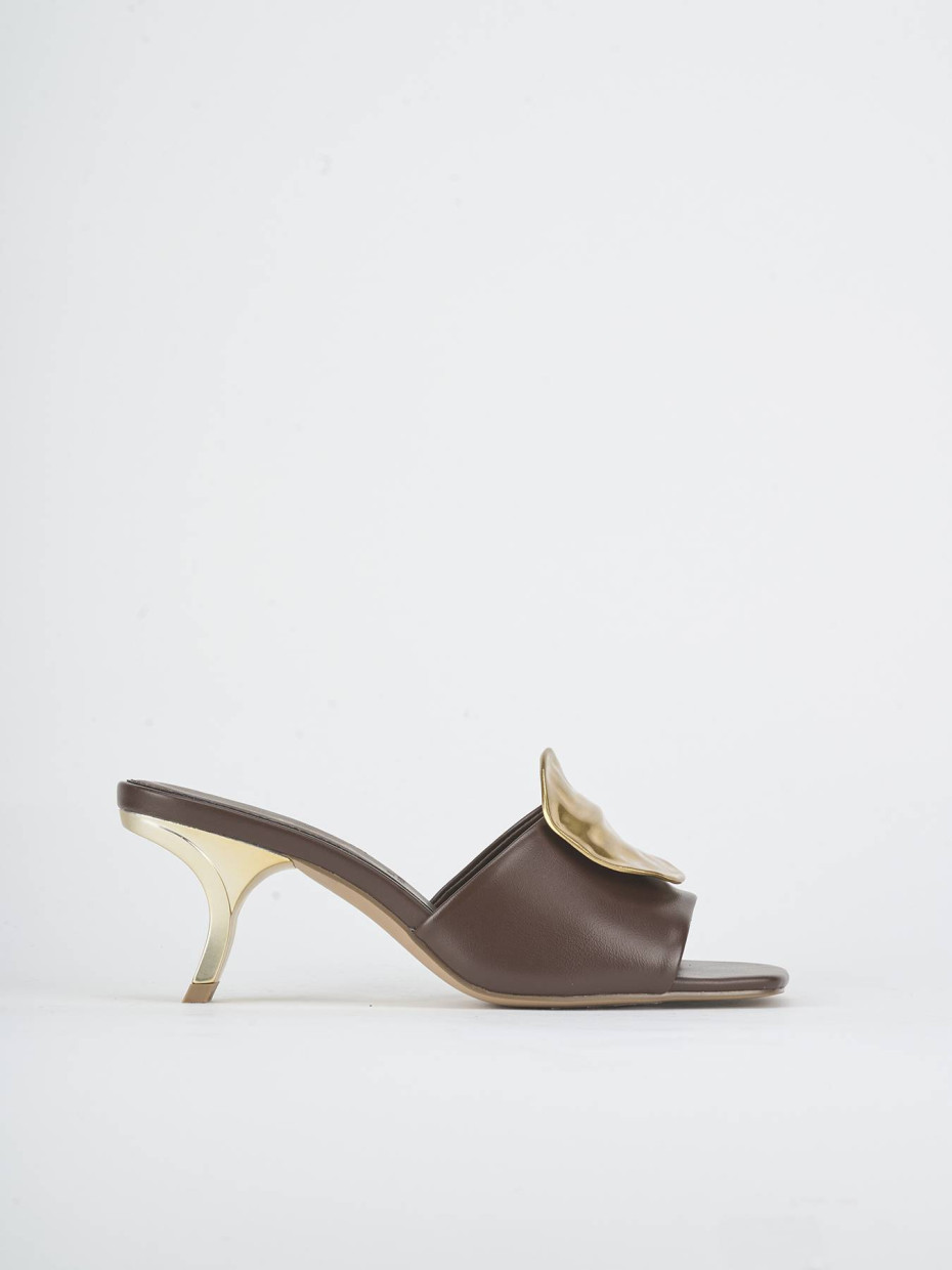 Ciabatte tacco 6cm pelle testa