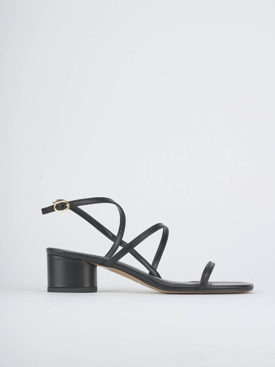 High heel sandals heel 6 cm black leather