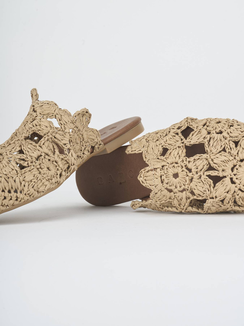 Sabot heel 1 cm beige leather