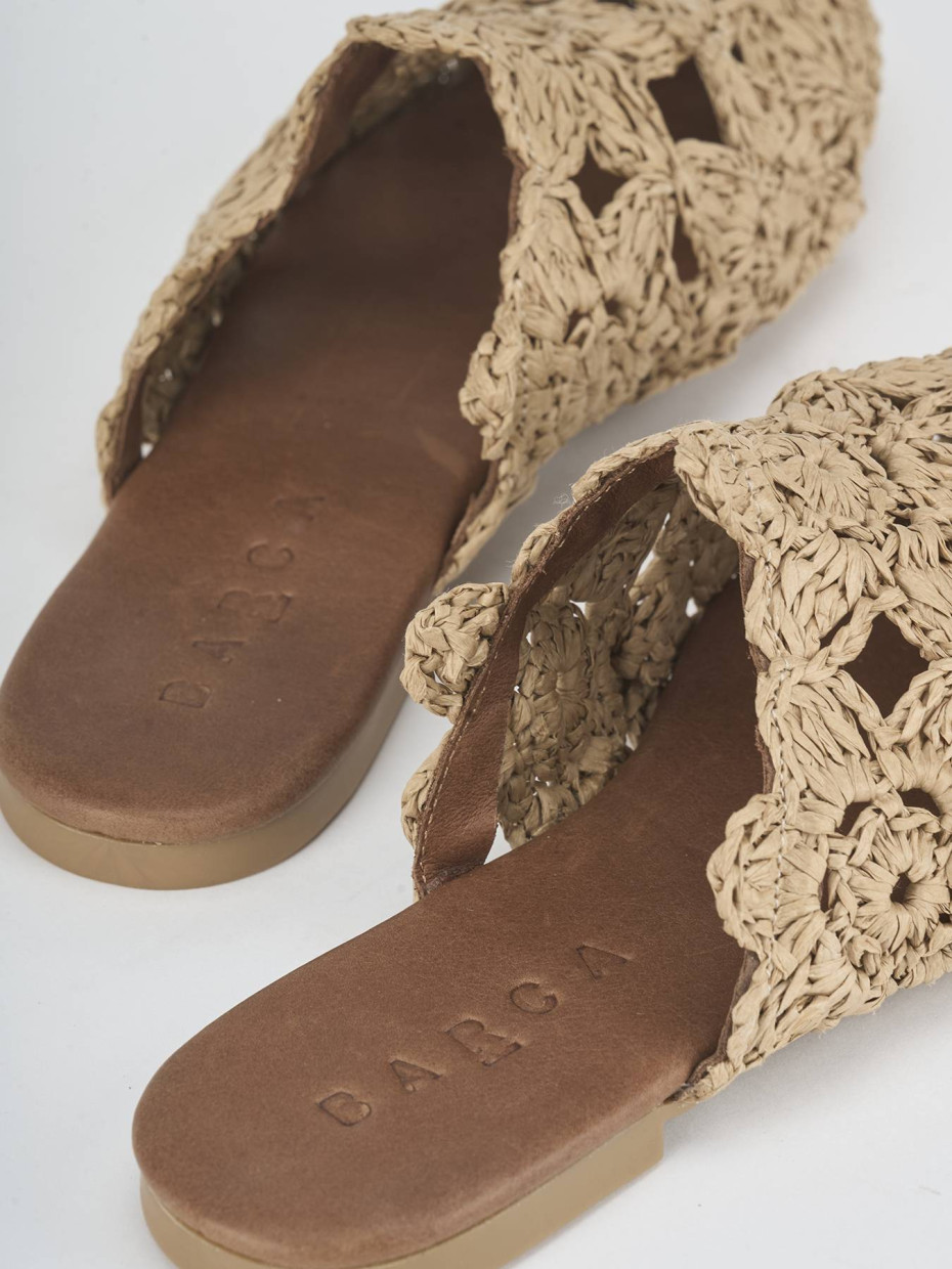 Sabot heel 1 cm beige leather