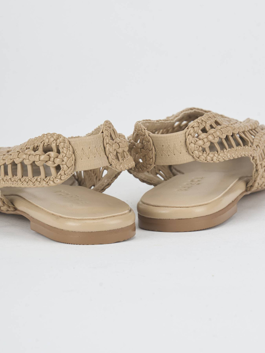 Bailarinas tacón 1 cm beis cuero