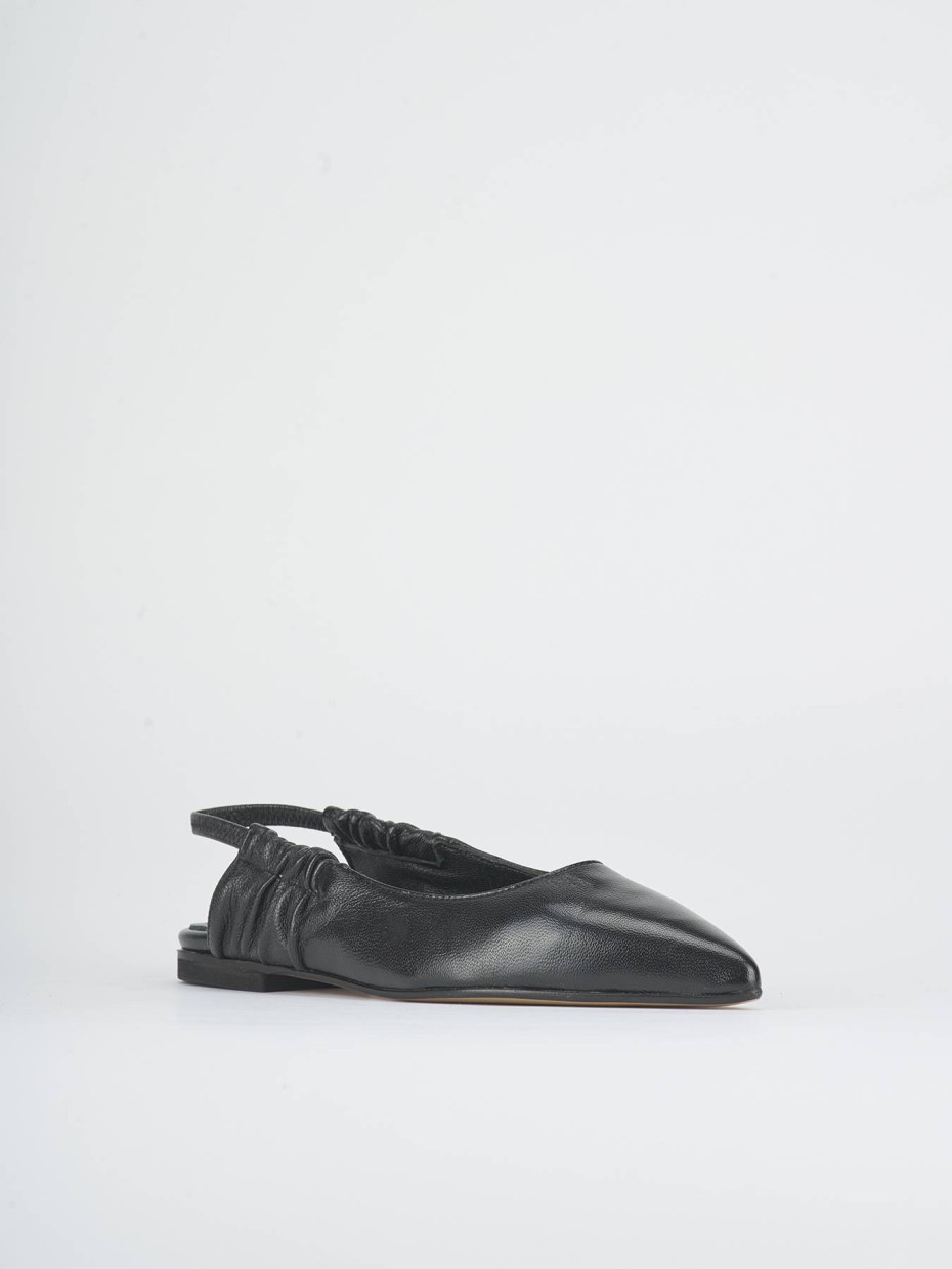 Bailarinas tacón 1 cm negro cuero
