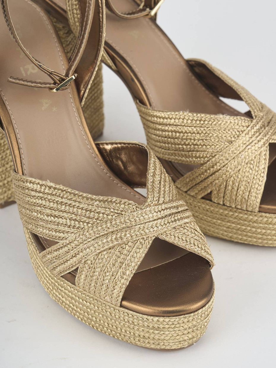 Sandalias de tacón alto tacón 8 cm bronce cuero