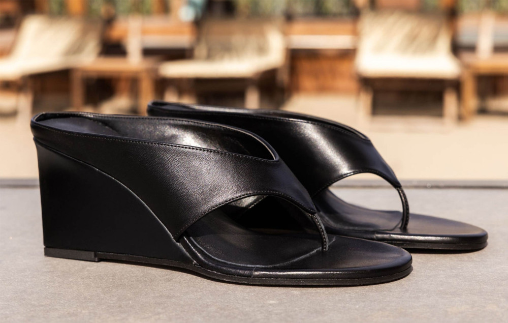 Slippers heel 6 cm black leather
