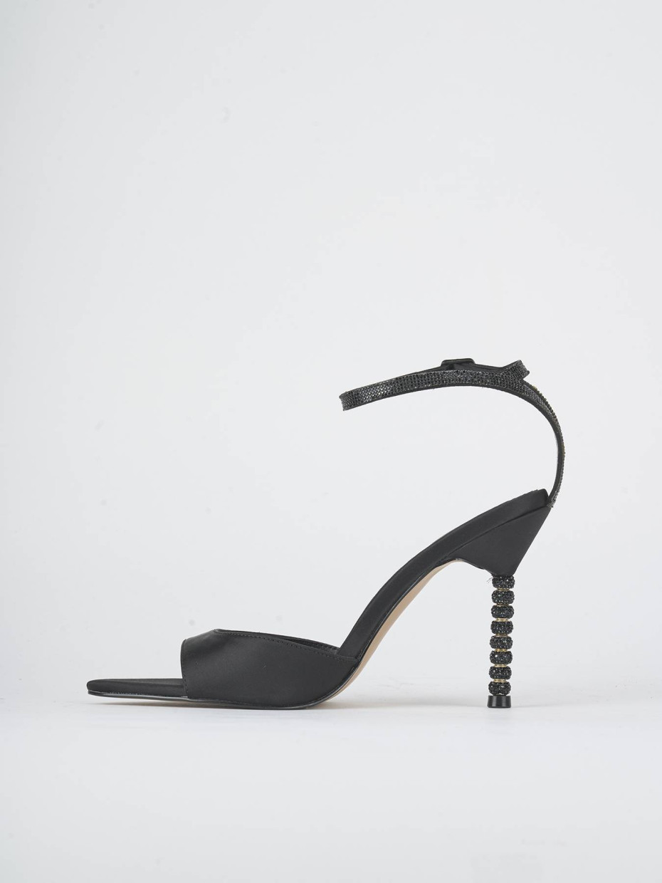 Sandalias de tacón alto tacón 9 cm negro raso