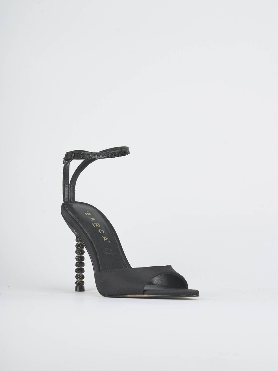 Sandalias de tacón alto tacón 9 cm negro raso