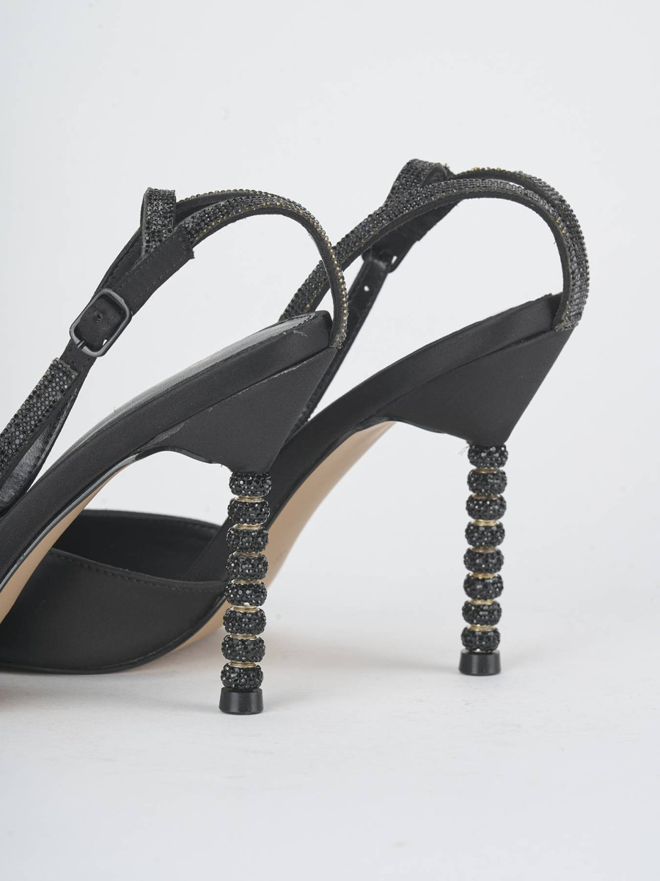 Sandalias de tacón alto tacón 9 cm negro raso