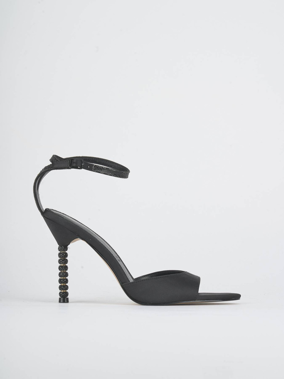 Sandalias de tacón alto tacón 9 cm negro raso