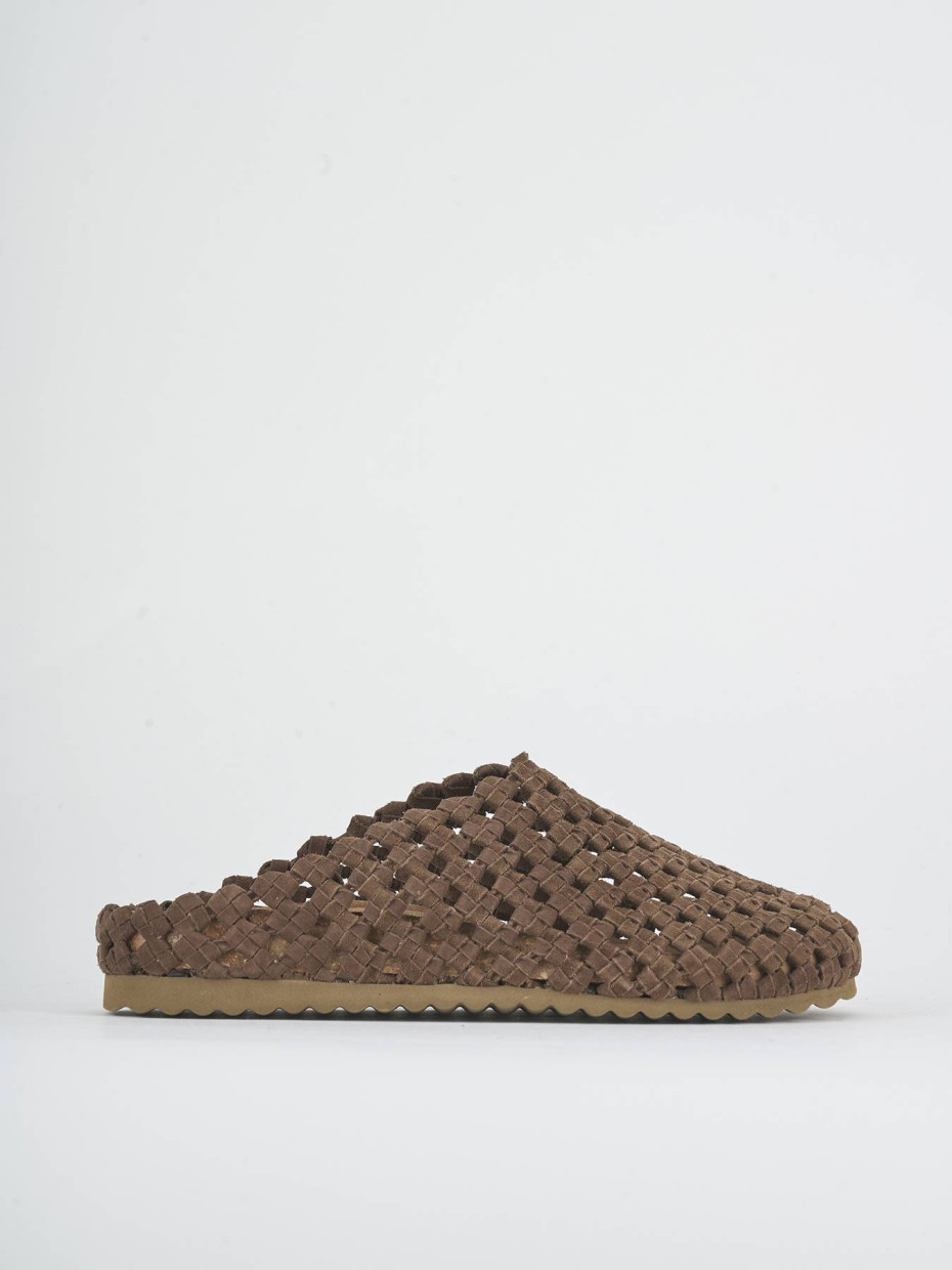 Sabot heel 1 cm dark brown suede