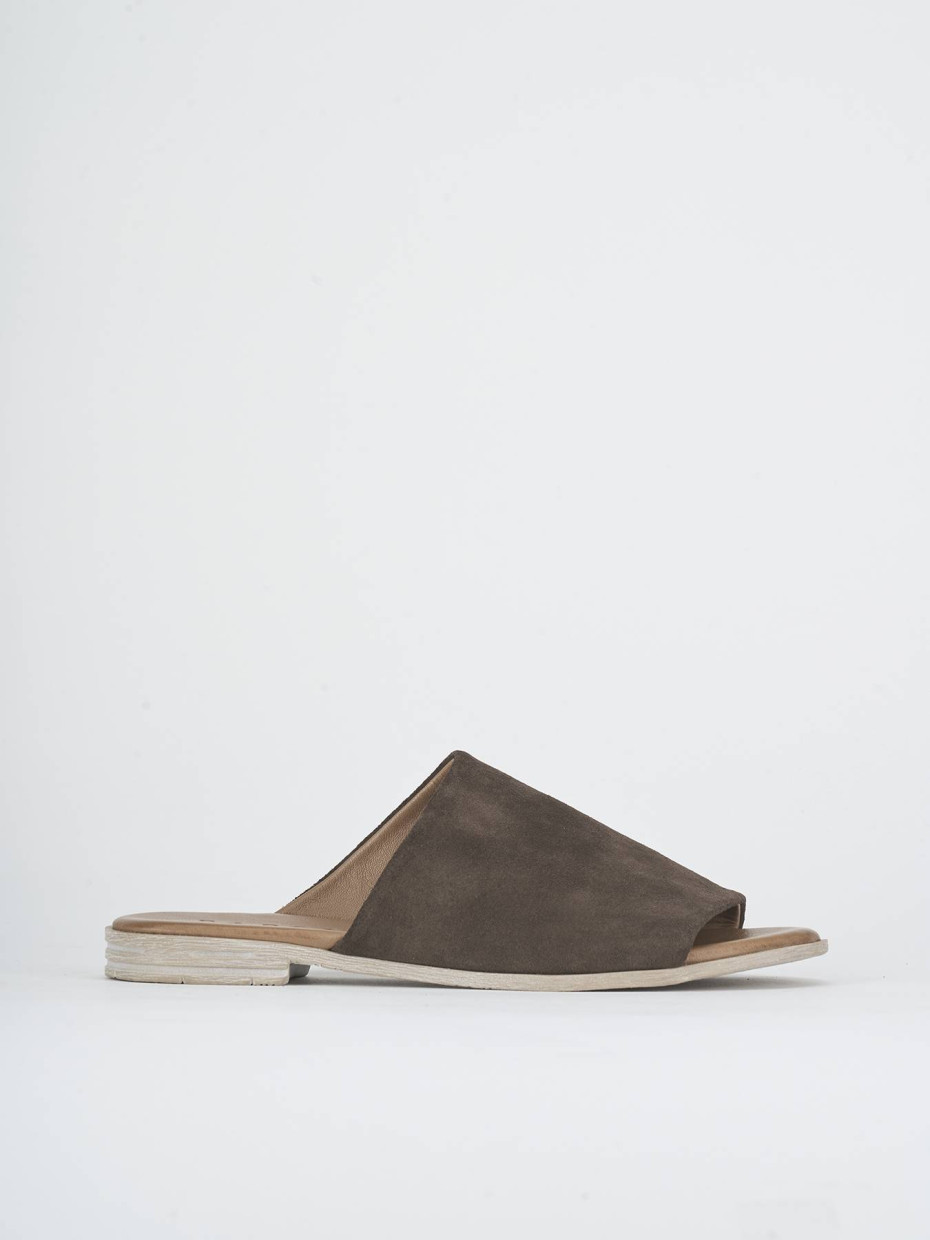 Slippers heel 1 cm dark brown suede