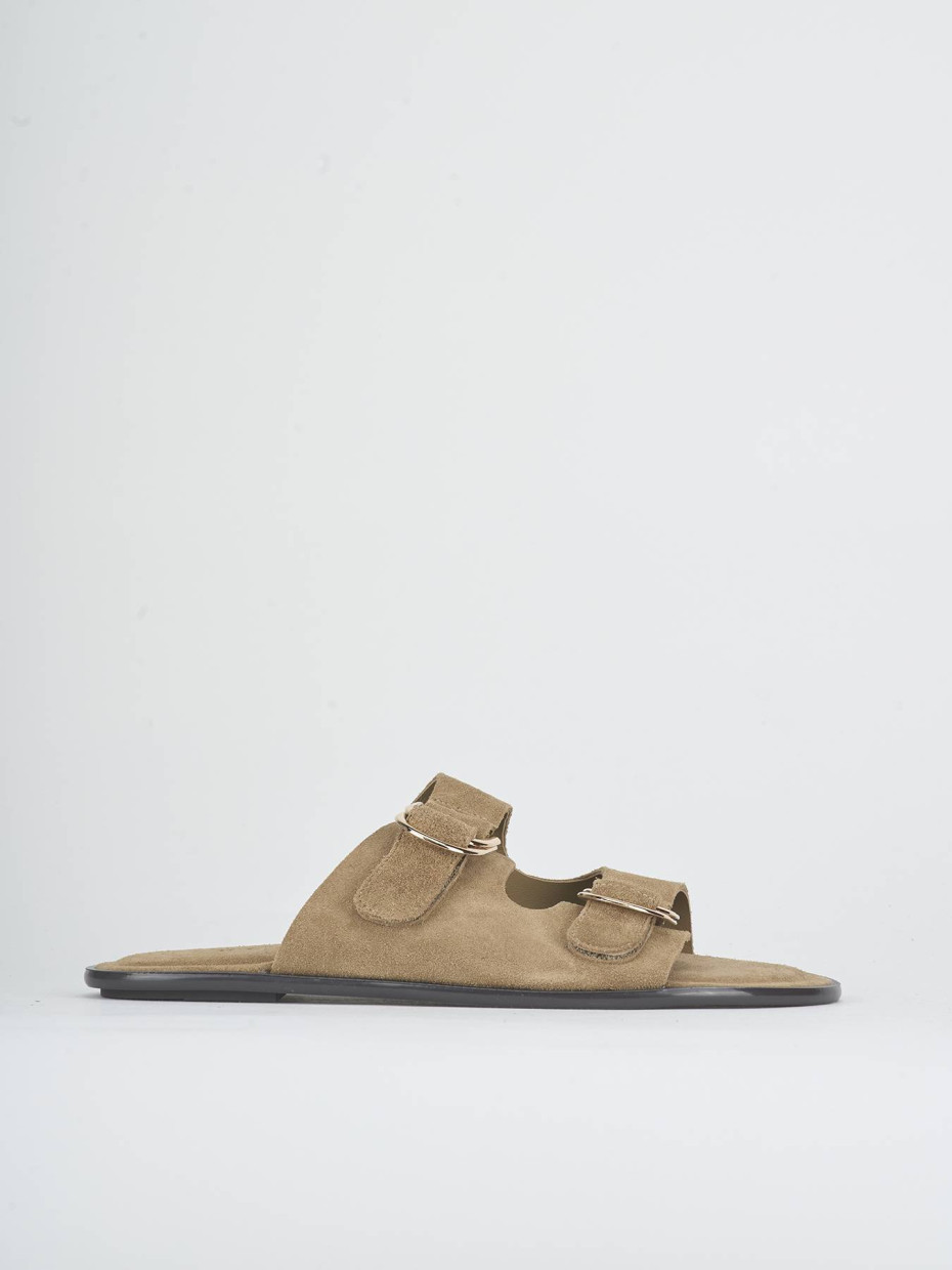 Mules tacón 1 cm beis ante
