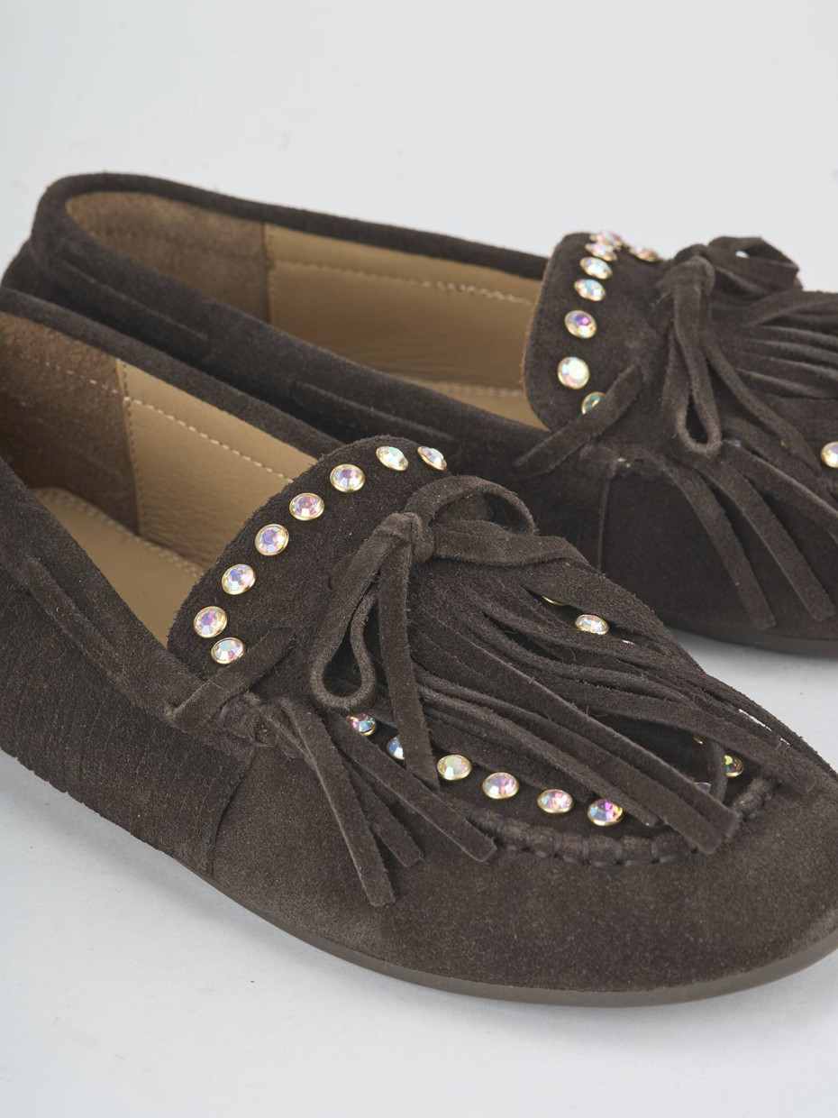 Mocasines tacón 1 cm marrón oscuro ante