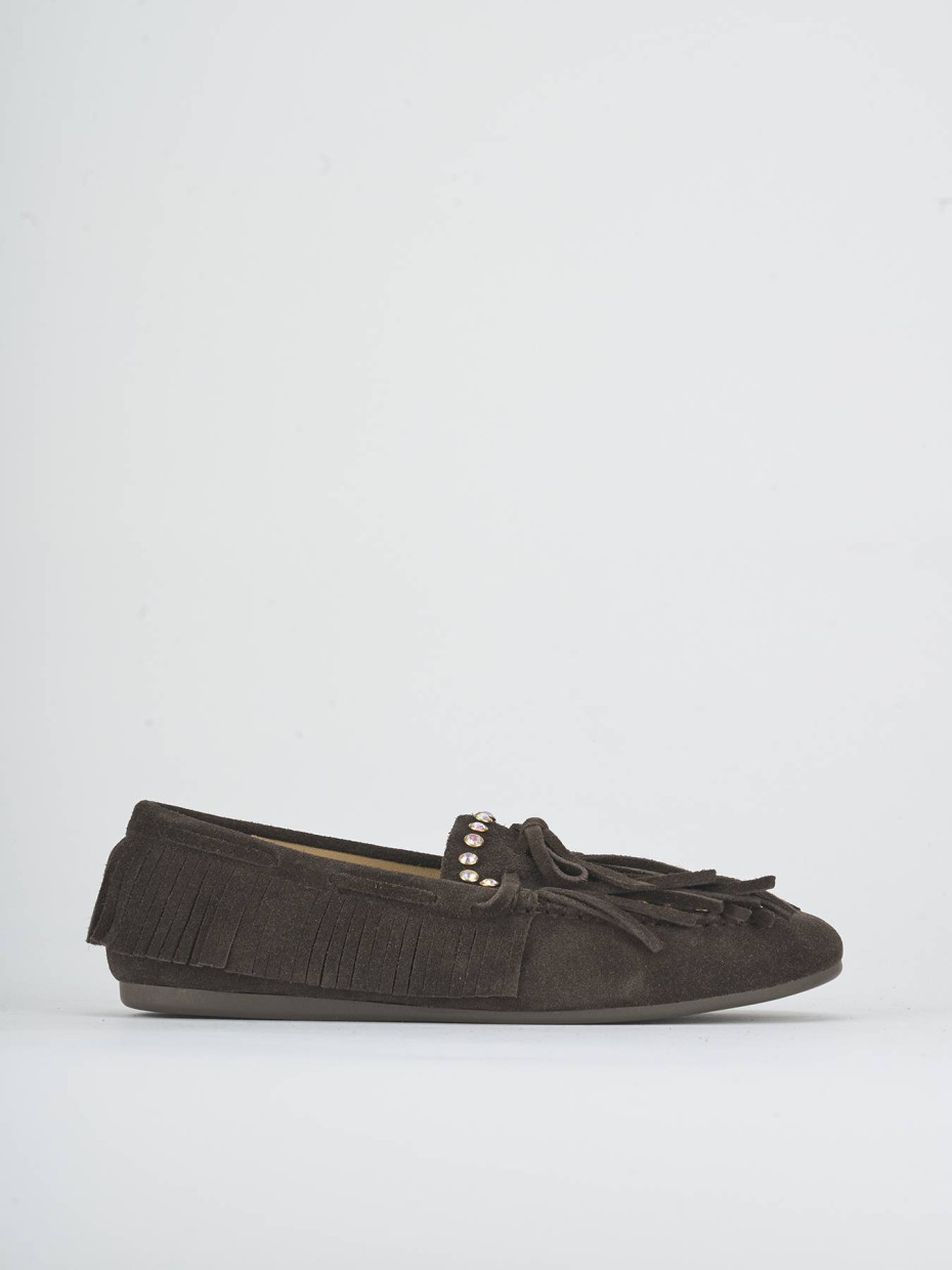 Mocasines tacón 1 cm marrón oscuro ante