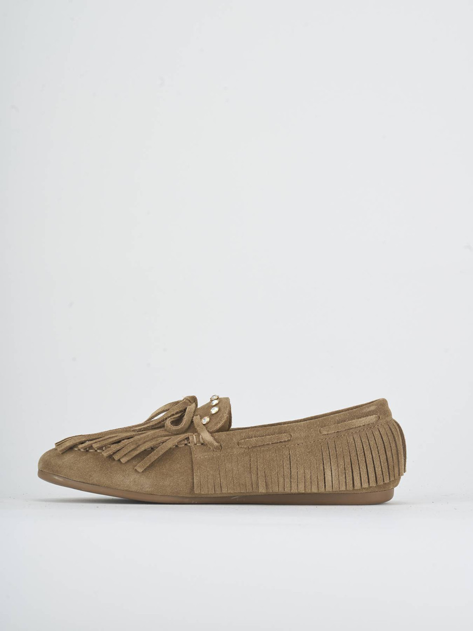 Mocasines tacón 1 cm beis ante