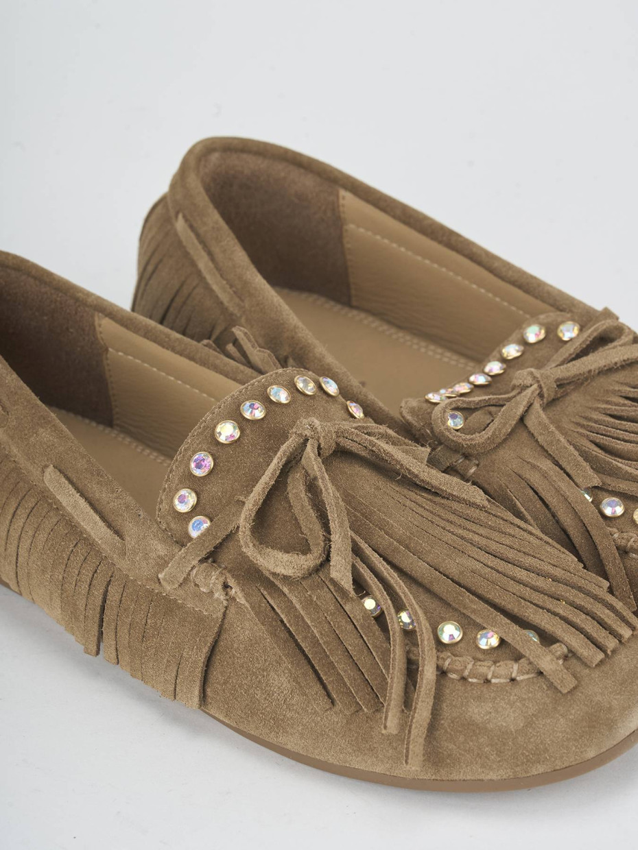 Mocasines tacón 1 cm beis ante