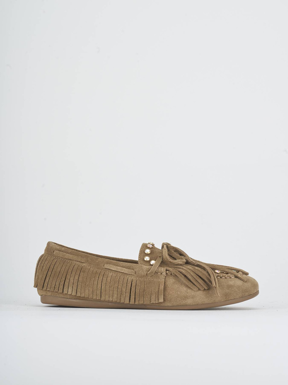 Mocasines tacón 1 cm beis ante