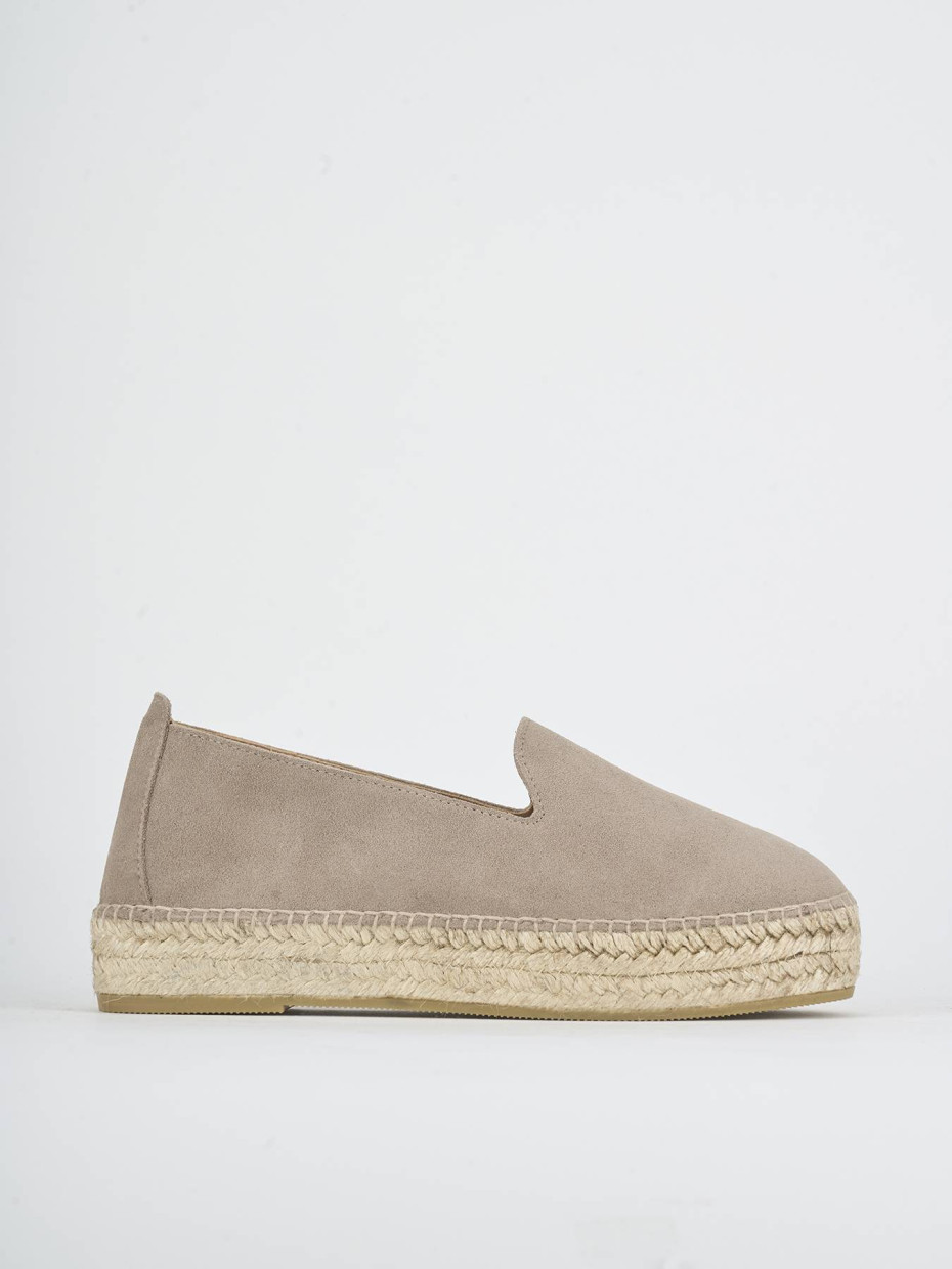 Flat shoes heel 2 cm beige suede