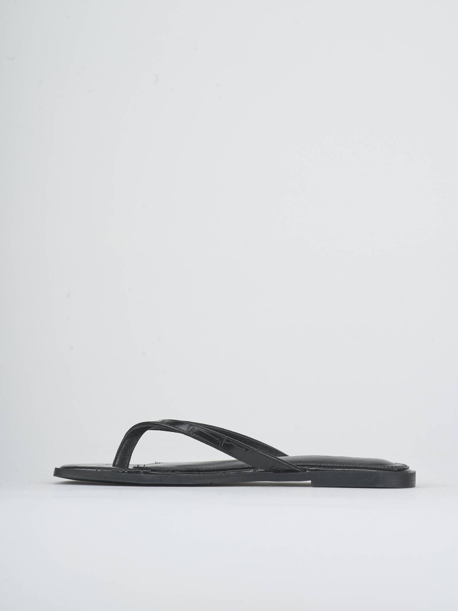 Mules tacón 1 cm negro efecto coco