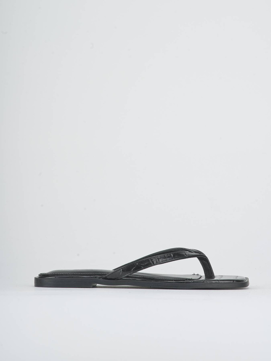 Mules tacón 1 cm negro efecto coco