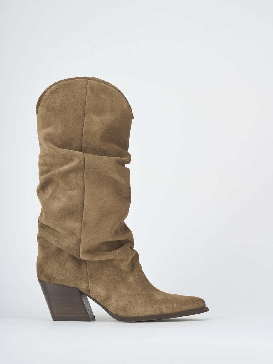 High heel boots heel 5 cm brown suede