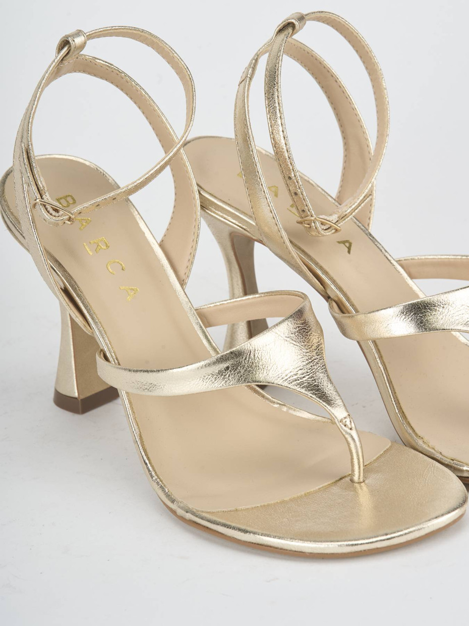 Sandalias de tacón alto tacón 9 cm oro laminado
