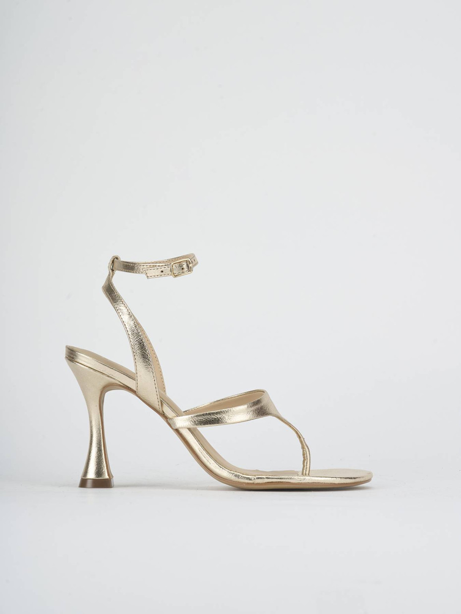 Sandalias de tacón alto tacón 9 cm oro laminado