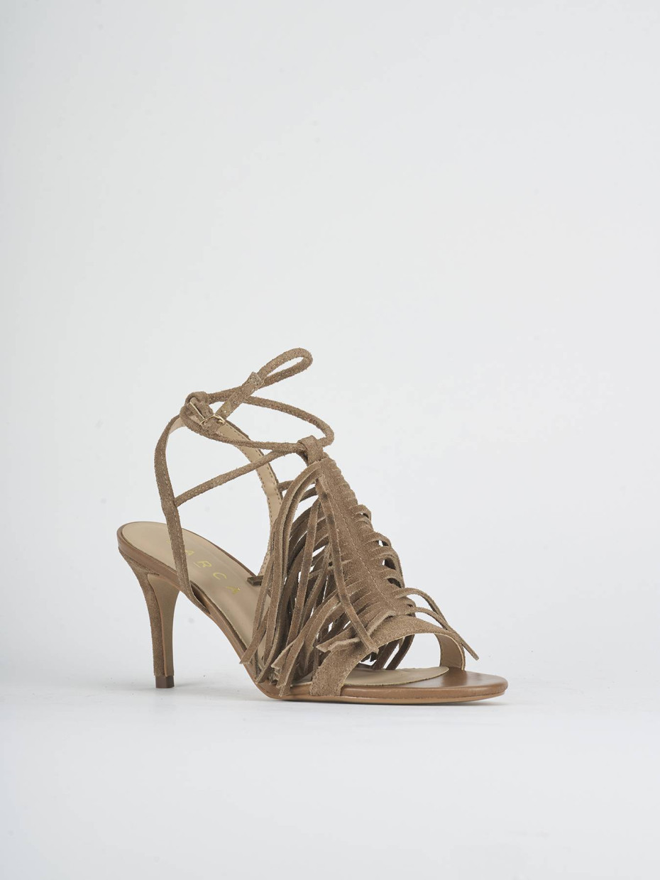 Sandalias de tacón alto tacón 6 cm marrón ante