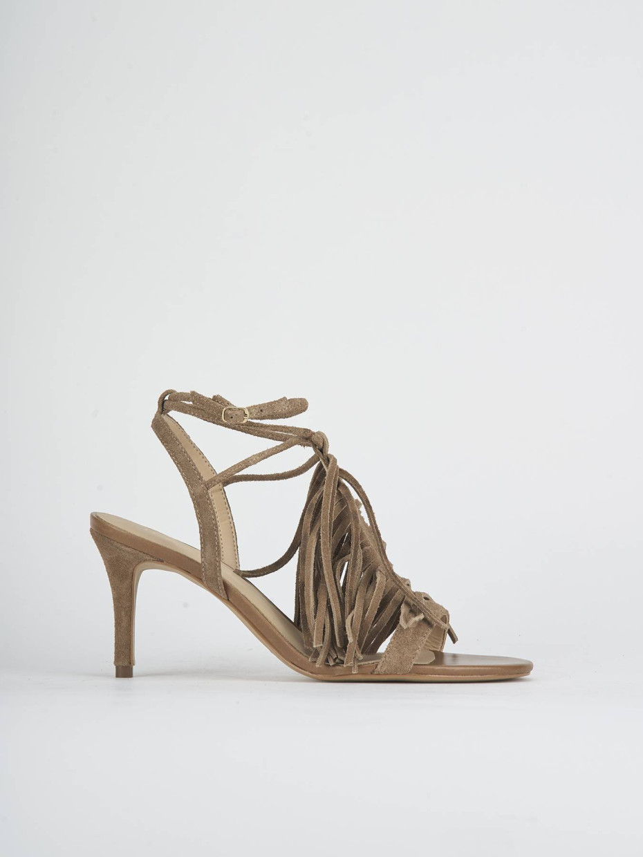 Sandalias de tacón alto tacón 6 cm marrón ante