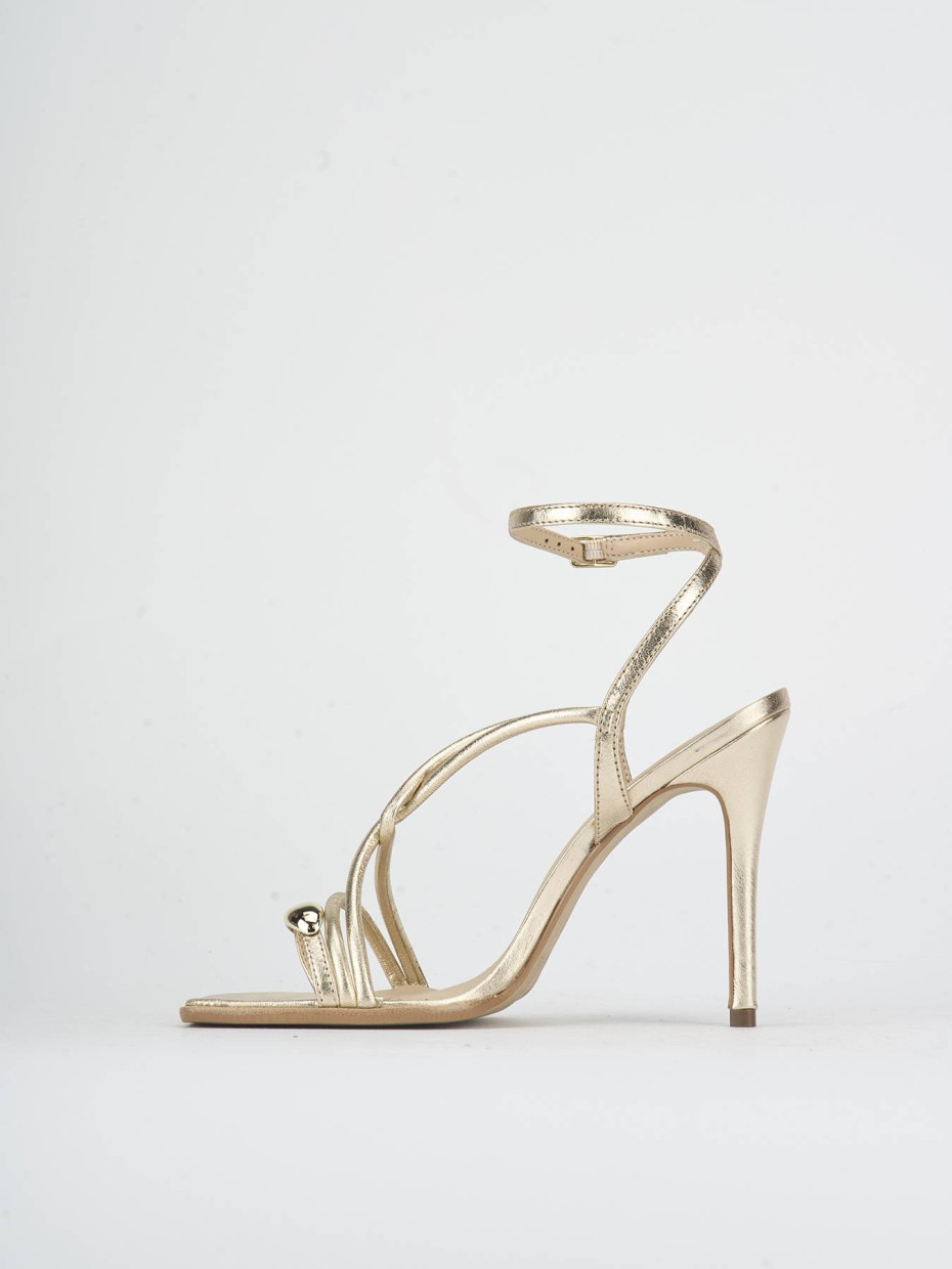 Sandalias de tacón alto tacón 9 cm oro laminado