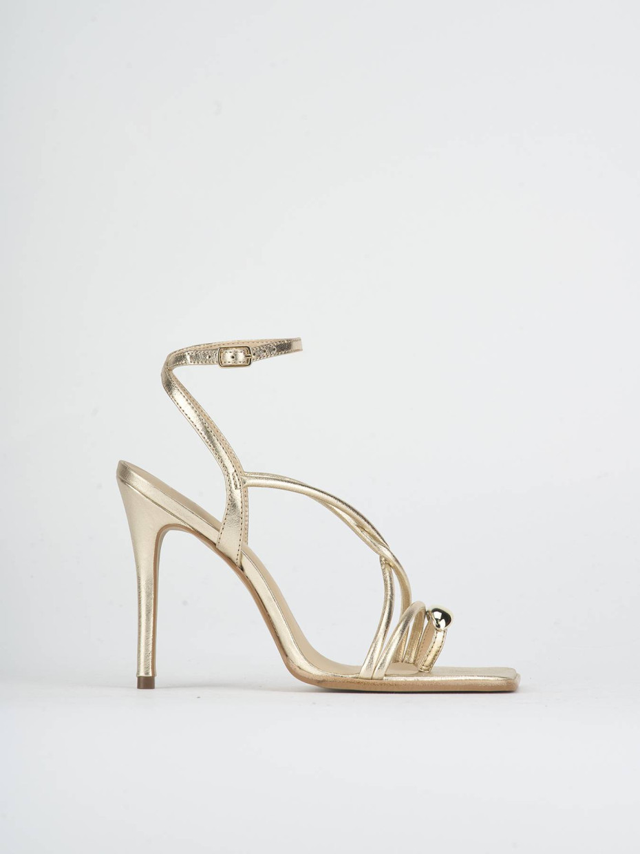 Sandalias de tacón alto tacón 9 cm oro laminado
