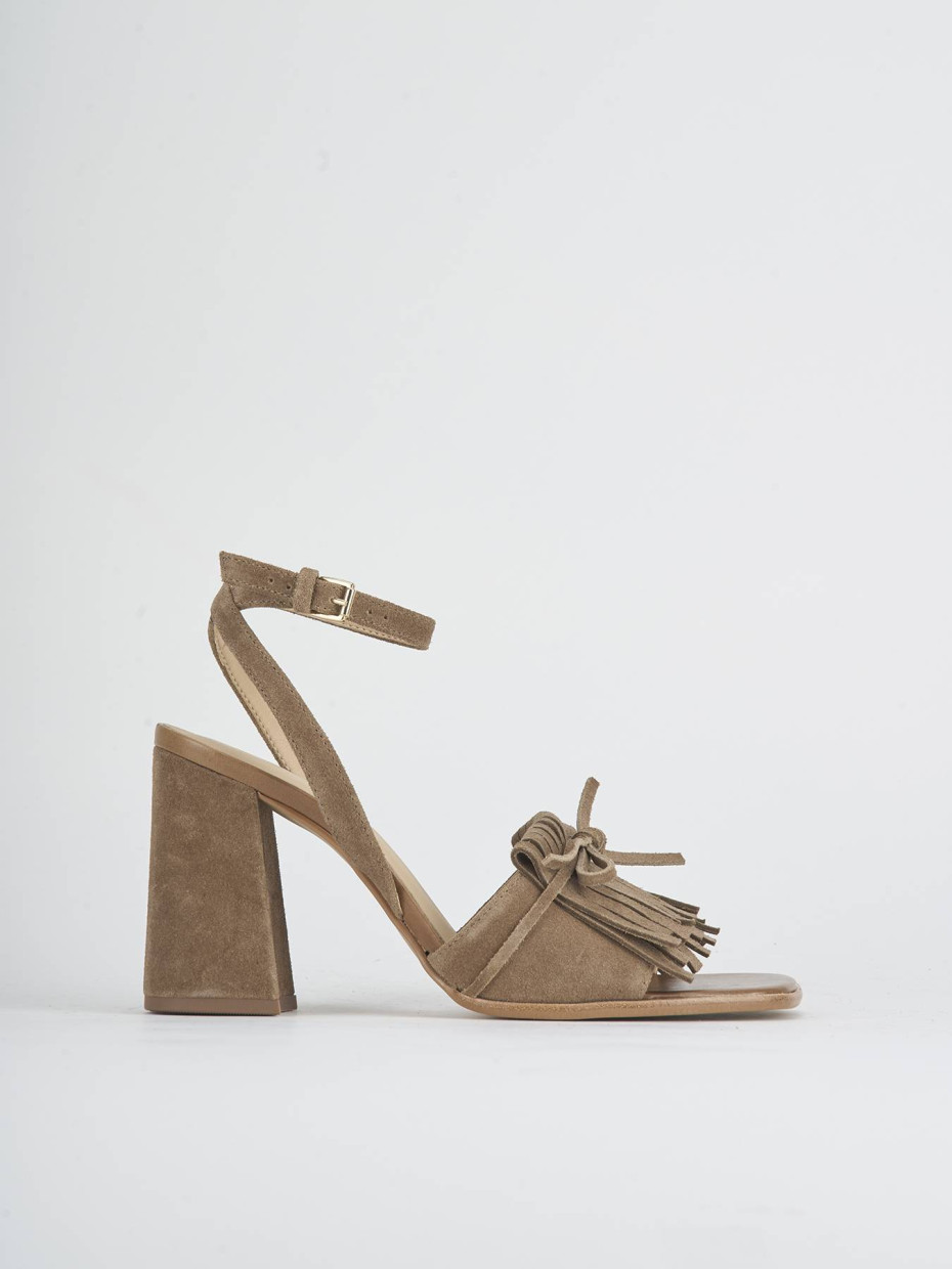 Sandali tacco 9cm camoscio marrone