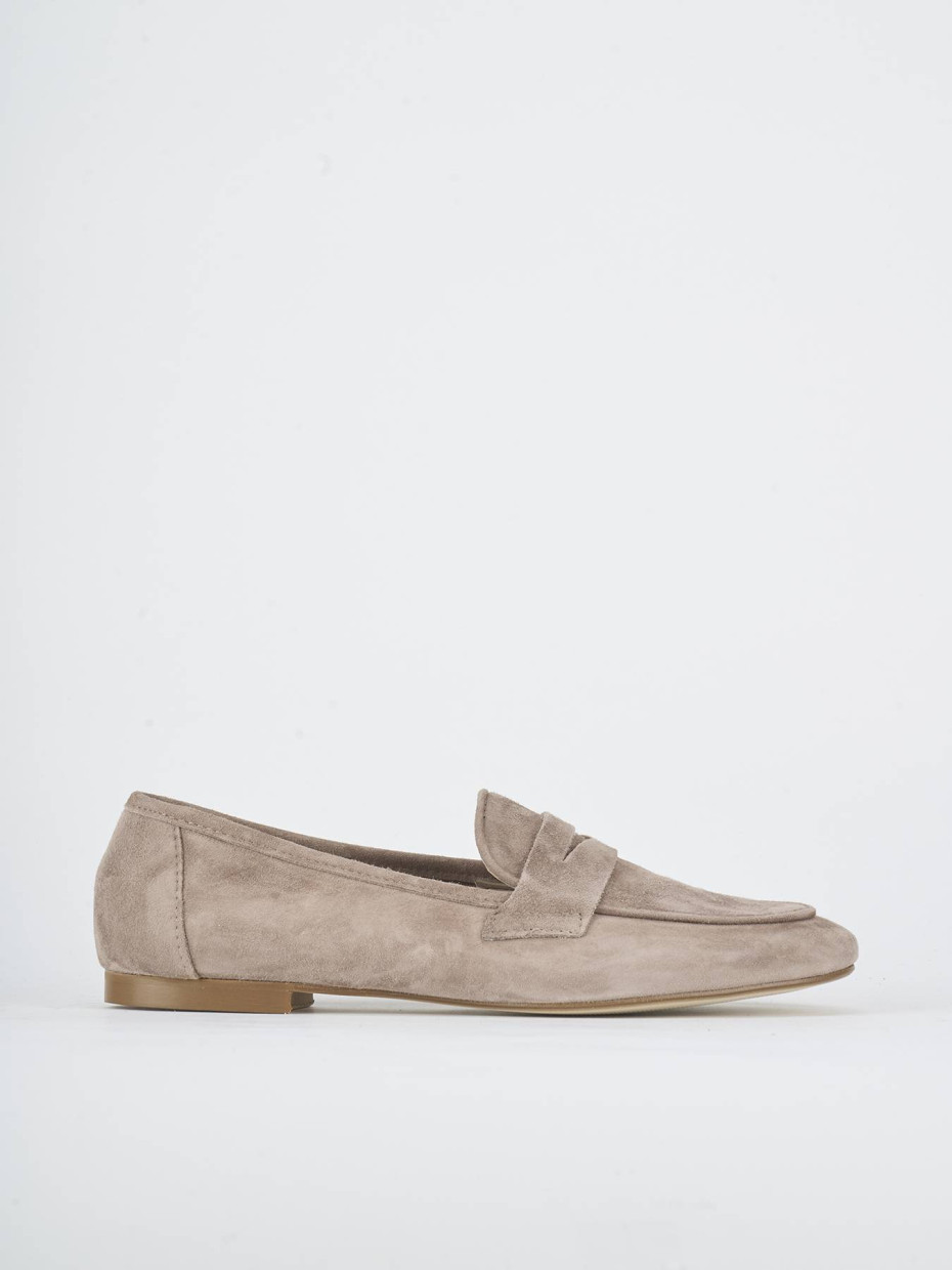 Mocasines tacón 1 cm marrón ante