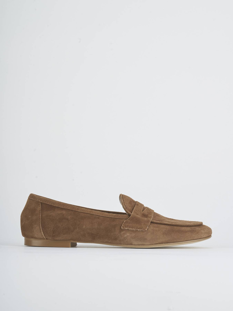 Mocasines tacón 1 cm marrón ante