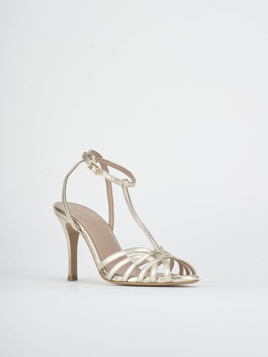 Sandalias de tacón alto tacón 9 cm oro laminado