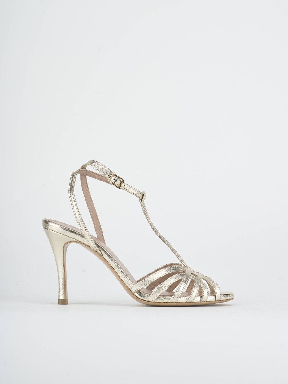 Sandalias de tacón alto tacón 9 cm oro laminado