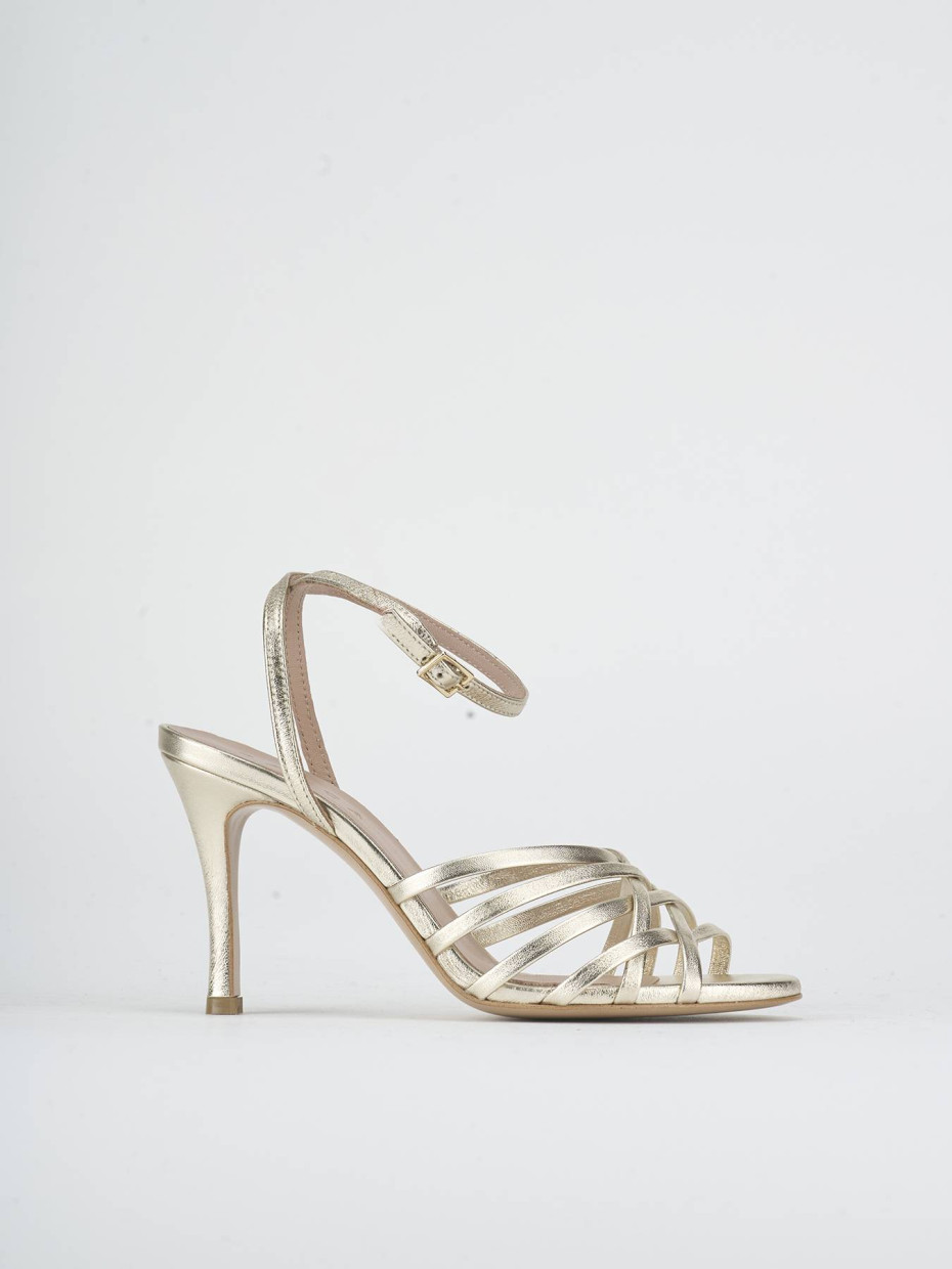 Sandali tacco 9cm pelle oro