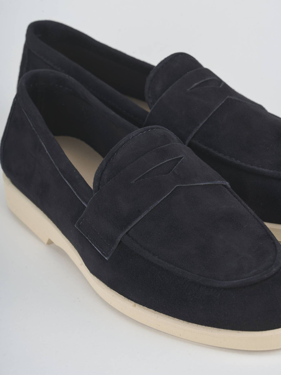 Mocasines tacón 1 cm azul ante