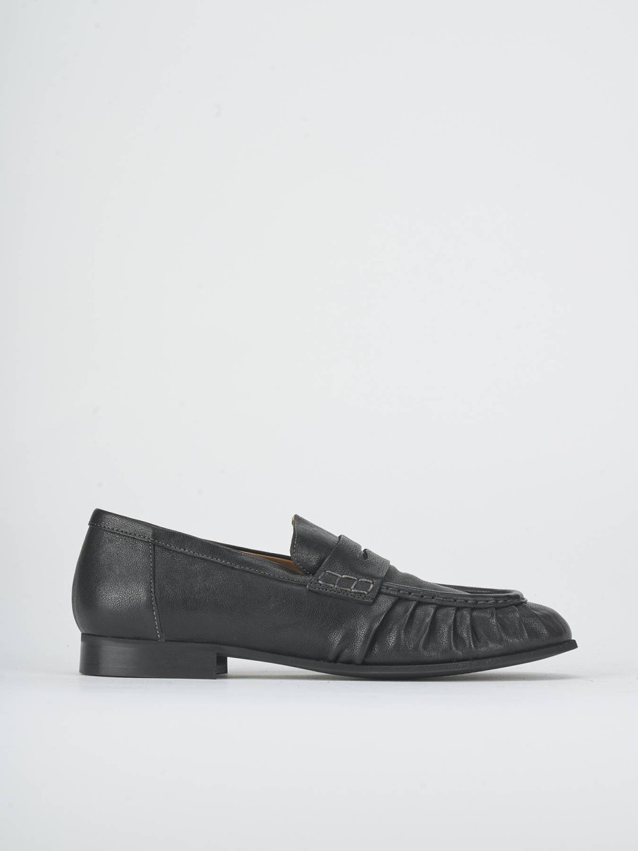 Mocasines tacón 1 cm negro cuero