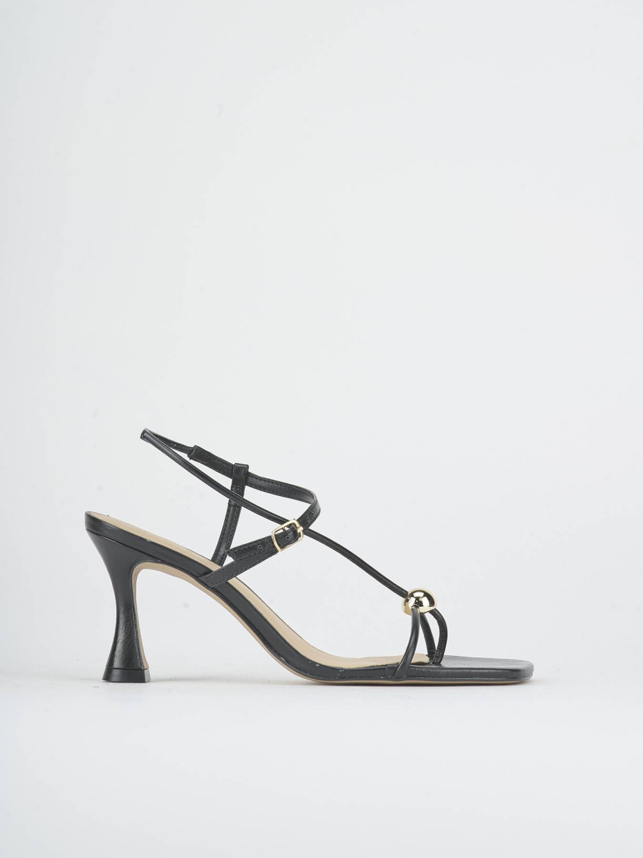 Sandali tacco 8cm pelle nero