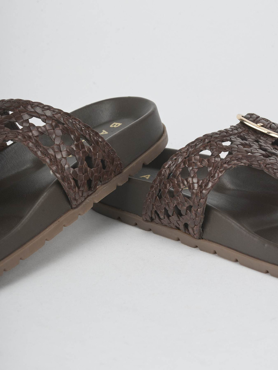 Slippers heel 1 cm dark brown leather