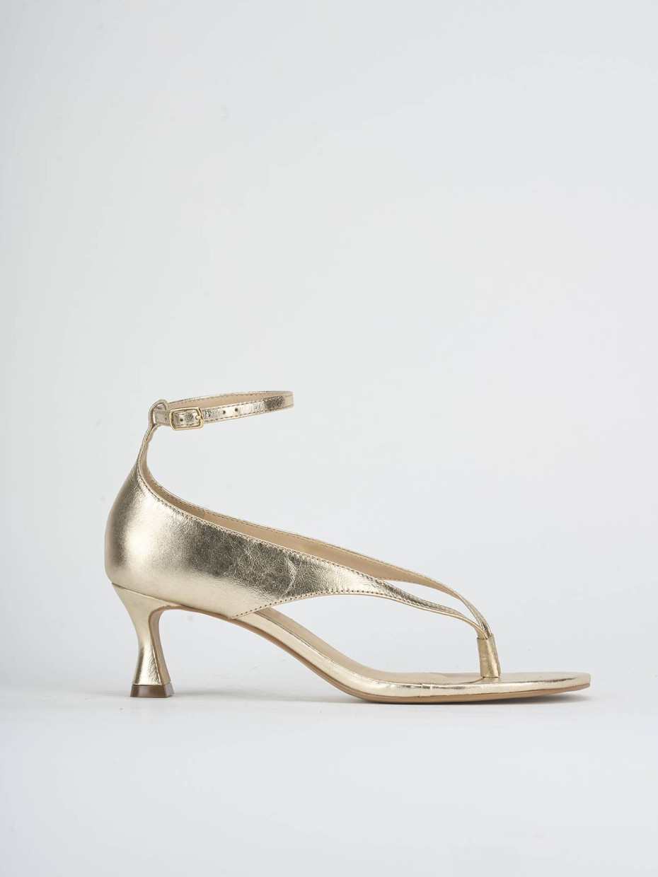 Sandalias de tacón alto tacón 5 cm oro laminado