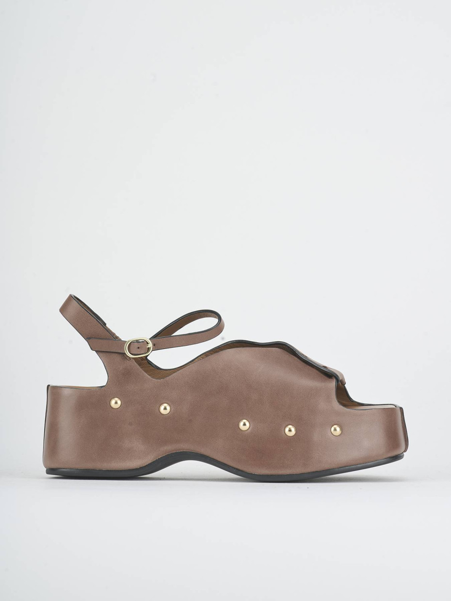 Sandali zeppa tacco 7cm pelle testa