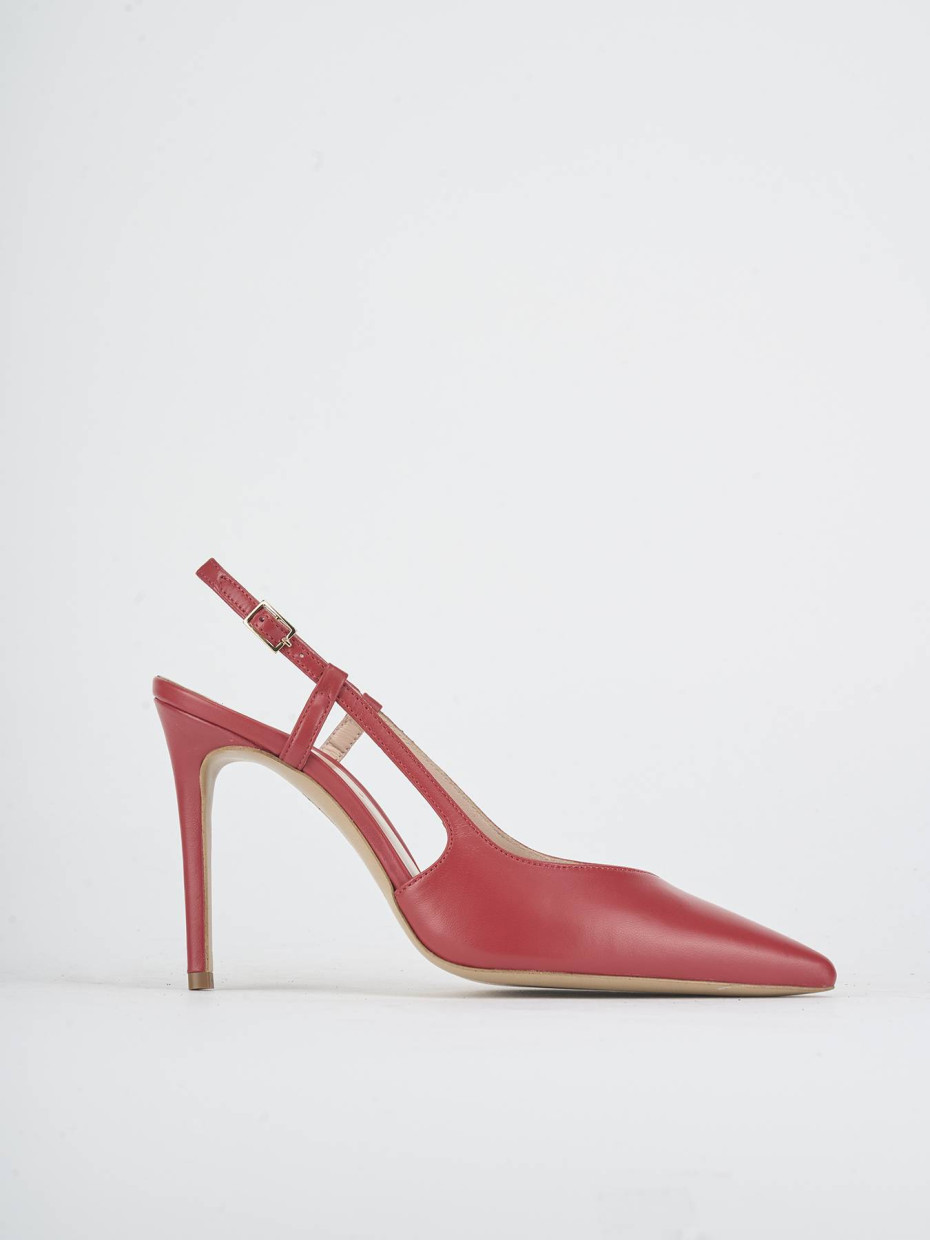 Salones destalonados tacón 9 cm rojo cuero