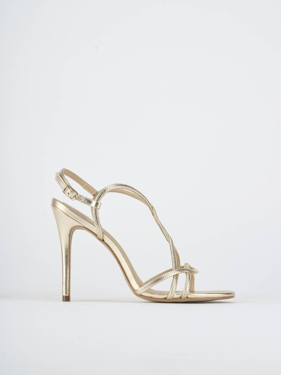 Sandali tacco 11cm laminato oro
