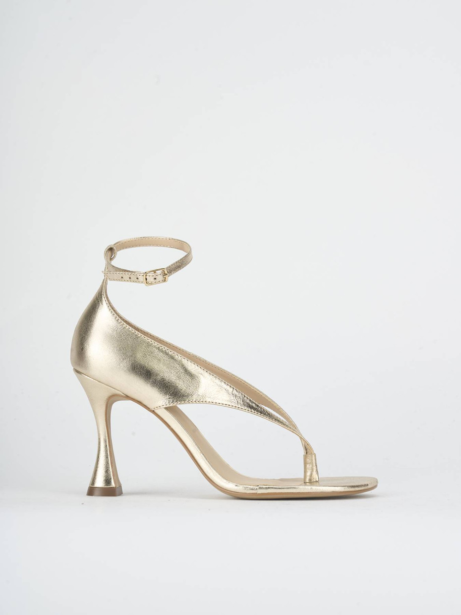 Sandalias de tacón alto tacón 9 cm oro laminado