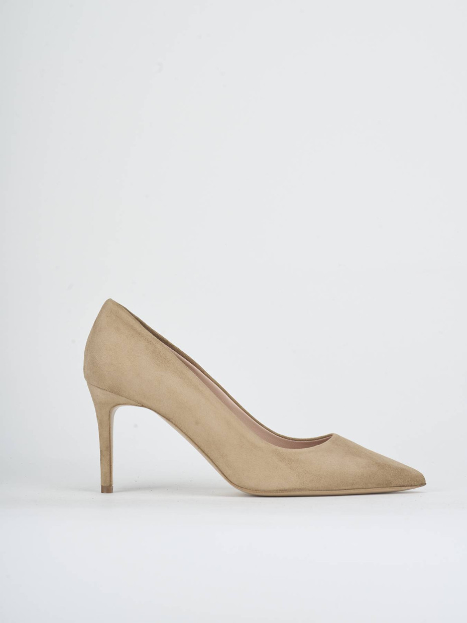 Pumps heel 7 cm beige suede