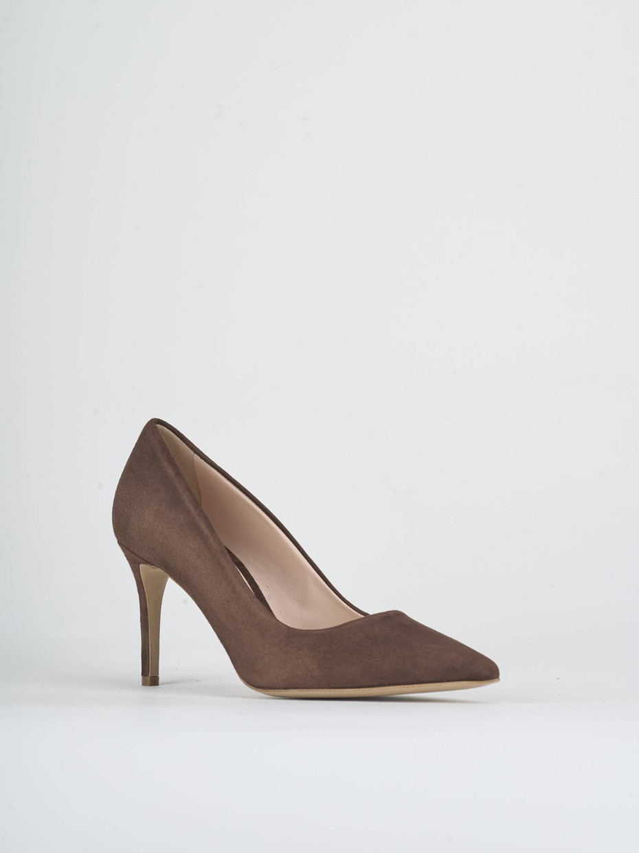 Zapatos de salón tacón 7 cm marrón oscuro ante