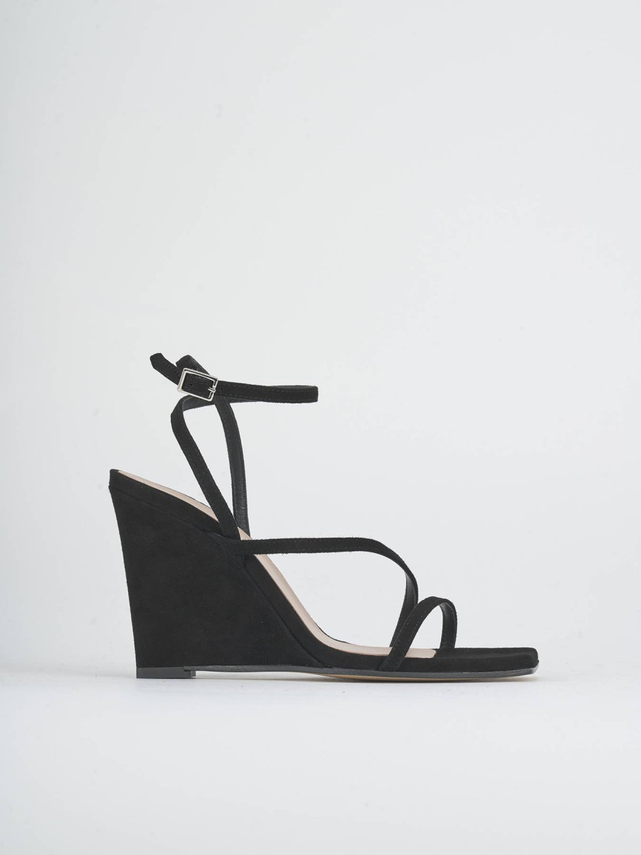 Wedge heels heel 9 cm black suede